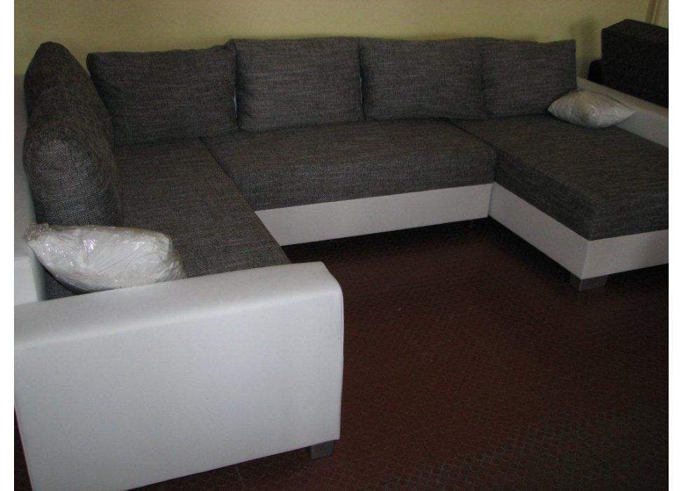 rozkládací sedací souprava do tvaru U s úložným prostorem v provedení ekokůže v kombinaci s žinilkou-xOssa7ClW.jpg | Kvalitní a levný nábytek z outletu, bazar nábytku | Euronábytek Praha